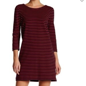 J. Crew Factory Red and Navy Blue Striped Mini Dress 3/4 Length Sleeve Size XS